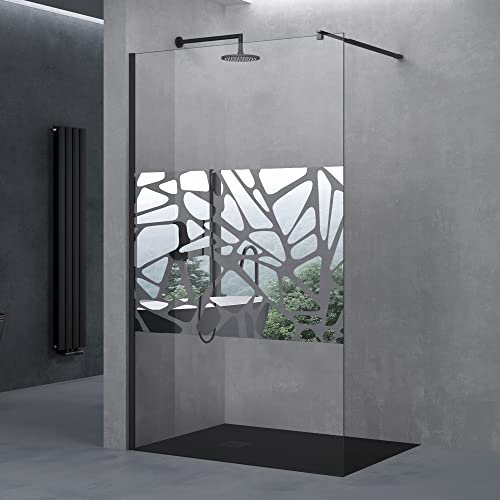 doporro Box Doccia Walk in 90x200 cm Parete Doccia Anticalcare in Vetro Temperato 10mm con Barra Stabilizzatrice Regolabile in Acciaio Inox Profilo Nero Bremen02BL-BRAM3
