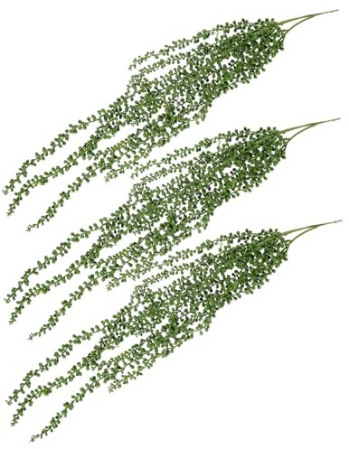 GOOHOCHY Artificial Hanging Succulents Fake String of Pearls 3pcs Lifelike Silicone Faux Plants for Wall and Garden Decoration Indoor Outdoor
