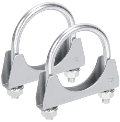 Rustark 2Pcs 2 50mm Stainless Steel Exhaust U Clamp with Saddle Flange Heavy Duty Silencer Exhaust Clips U-Bolt Muffler Tip Exhaust Clamp U-Bolt Clamps for Machinery Automotive Exhaust Tail Pipe