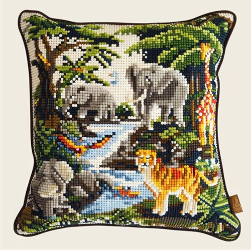 kitphoenix Knüpfkissen Zum Selber Knüpfen Knüpfen Set Knüpfteppiche Settier Elefant Tiger Löwe3D Handgemachte Geschenke Knüpfteppich Für Kinder Und Erwachsene Knüpfset 43Cm X 43Cm