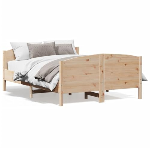 Bulliing Massivholzbett mit Kopfteil Holzbett Kopfteil Bett Bettgestell Holz Massivholzbetten Bettrahmen Massivholzbett 160x200 cm Kiefer - 3216167