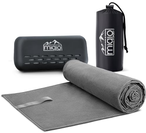 Miqio Sport | Mikrofaser Handtuch mit Struktur | Ultra leicht und schnelltrocknend | vielfältig nutzbar als Reisehandtuch, Strandtuch, Badetuch | für Sport, Fitness, Freizeit