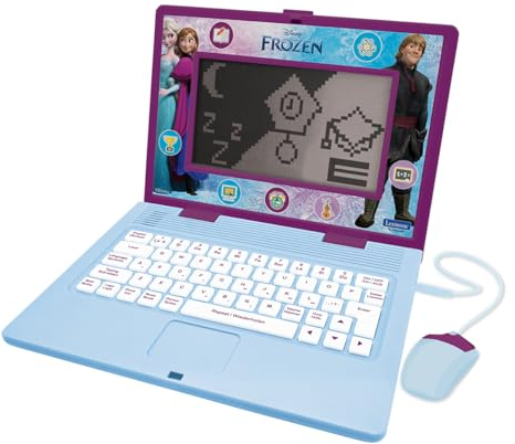 Lexibook, Die Eiskönigin, Zweisprachiger und pädagogischer Laptop Deutsch/Englisch, Spielzeug für Kinder, 170 Aktivitäten zum Lernen, Spiele und Musik, großer Bildschirm, lila/blau, JC599FZi3