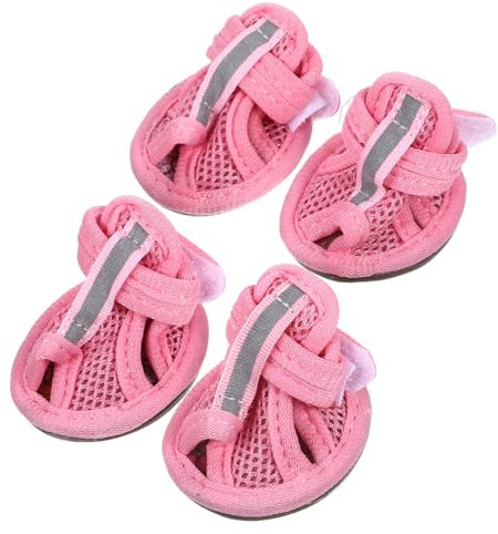 BESPORTBLE 12stücke Sommer Atmungsaktive Hundeschuhe Mesh Sandalen Für Kleine Hunde Pinke Pfotenschutz-Schuhe Für Heiße rutschfest Und