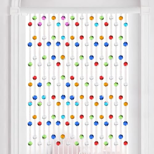 Eiauiuo Kristall Perlenvorhang Türvorhang aus Glas Perlen Fliegenvorhang Raumteiler Dekorativer Wassertropfen Fadenvorhang für Fenster Schlafzimmer Terrassentür Innen Vorhang(80x88cm(WxH)(21 Stränge))