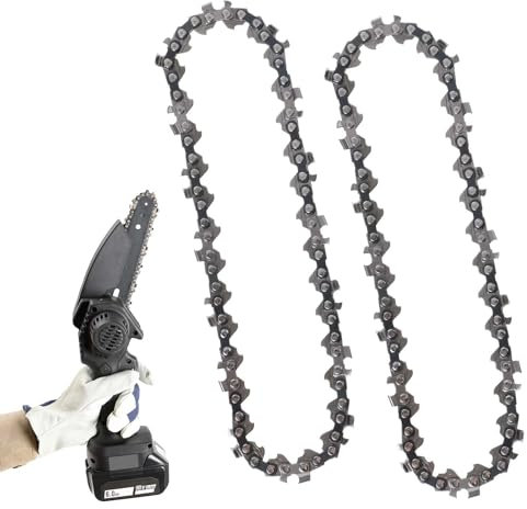 2 cadenas de motosierra de 6 pulgadas, mini motosierra intercambiable, cadena de motosierra portátil, de acero al carbono, para agricultores, carpintería, corte de madera, árbol de jardín
