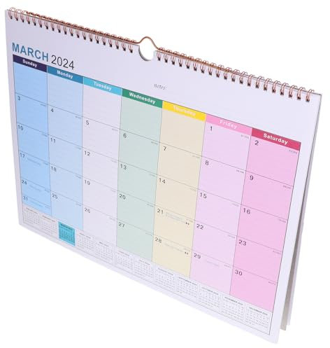 UTHCLO Englischer Wandkalender Monatsplaner Mit Hängefunktion Platzsparender Familien Zimmerkalender Bedruckt Schreibfläche Für Tägliche Notizen