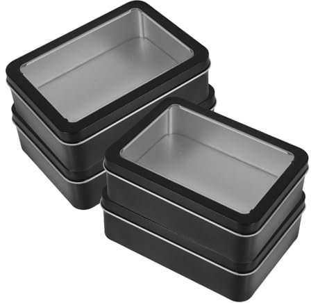 Gatuida 4pezzi Scatola Metallo Rettangolare Con Trasparente e Contenitori in Per Biscotti Caramelle Gioielli e Oggetti Scatole Decorative Robuste e Durature