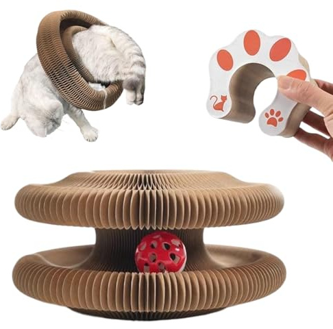2-in-1 Magic Organ Katzenkratzbrett Katzen Kratzbrett mit Glockenball Interaktives Katzenspielzeug Kratzbaum