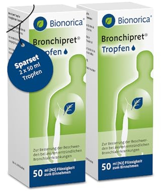 Bronchipret® Tropfen im Sparset 2 x 50ml – extra stark, hochkonzentriert* und pflanzlich, mit 3-fach Effekt bei Husten und Bronchitis, mit Thymian-Efeu-Kombination, 100 ml, Tropfen