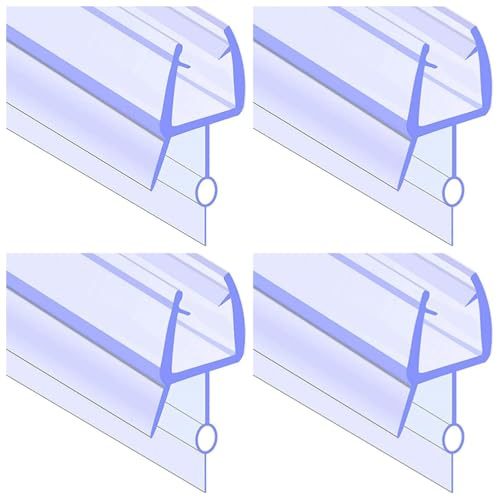 Lot de 4 joints d'étanchéité pour bas de porte de douche en PVC transparent - 35 cm - Pour portes en verre sans cadre - Étanche (6 mm)