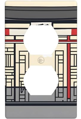 MJHKXLJ Taekwondo Martial Arts Printed Double Socket Wall Panel Electrical Socket Cover Plate Shatter Decoration Durable 4.5x2.76in