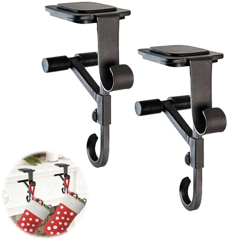 TECHEEL Gancio natalizio per camino, gancio decorativo per calze di Natale, gancio per camino, supporto per calze di Natale, gancio in metallo da appendere per decorazioni natalizie