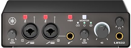 Yamaha USB-C 5.1cm/2-out audio interface with support for 24-bit/192kHz, 2 combo inputs, direct monitoring, loop function and Steinberg Software Suite, black UR22MK3 B