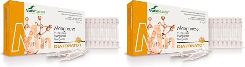 Soria Natural Diatonato 1 Manganeso - Suplemento a Base de Manganeso en Ampollas – Favorece Huesos y Tejidos Conectivos – Ayuda al Metabolismo - Caja con 28 Ampollas de 2 ml (Paquete de 2)