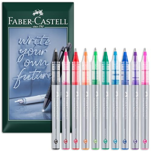 Faber-Castell Tintenroller, 0,7 mm Spitze, Geschenkpackung Kugelschreiber, Schreibwaren für Büro, Arbeit, Zuhause usw. (Essentials, 10 Stück)