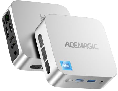 ACEMAGIC V1 Mini PC, Intel Alder Lake N97 Mini PC (fino a 3,60 GHz), 16 GB DDR4 256 GB M.2 SSD Mini Computer con W11 Pro | RJ45 | 4K HDMI+DP | WiFi 5 per casa, ufficio, scuola
