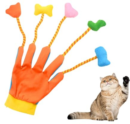 Guanto Teaser Per Gatti - Guanti Da Gioco Per Animali Domestici | Guanto Peluche Cat Teaser - Giocattolo Interattivo, Guanti Magici Per Con Campanello Incorporato, Adatto A Gatti Da Interno Con