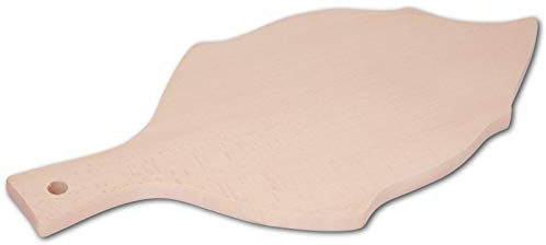 HOFMEISTER® Holz-Servierbrett, 39 cm, großes Brotzeitbrett in Blattform, robustes Schneidebrett aus Europa, Schneidbrett aus Buchenholz, Servierplatte zum Schneiden in Blatt-Form