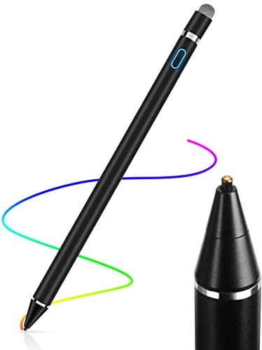 AICase - Lápiz Capacitivo para lápiz Capacitivo (2 en 1, lápiz táctil, 1,45 mm, Alta precisión, lápiz Capacitivo Universal, Compatible con Smartphones, Tablets, Apple iPhone/iPad,Negro