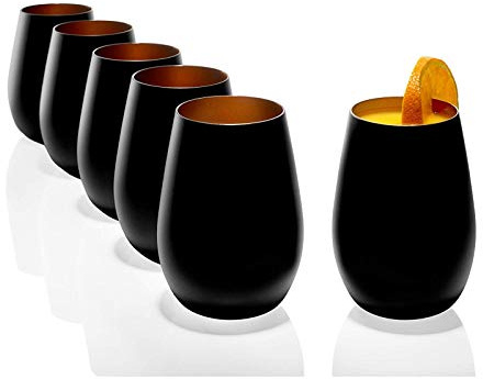 Stölzle Becher außen schwarz matt innen bronze 465 ml Saftglas, Wasserglas Becher spülmaschinenfest tolle Geschenkidee