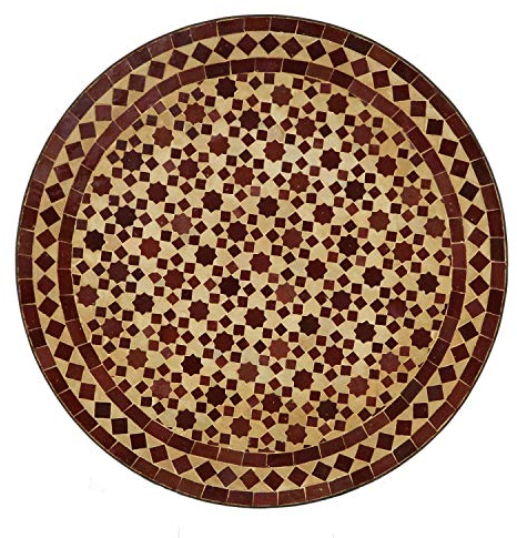 Casa Moro Mosaikbord runt – trädgårdsbord, balkongbord, terrassbord, kakelbord, matbord Ø 60 cm från Marrakech Marocko, Bordeaux