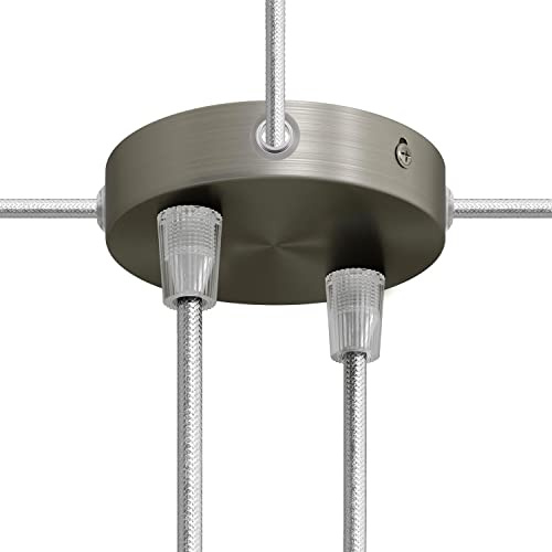 creative cables - Mini zylindrischer Lampenbaldachin Kit aus Metall mit 2 Haupt- und 4 Seitenlöchern - Konisch, Titan satiniert