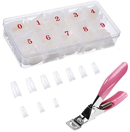 Yiouou Natural False Nails Fake Nails Artificial Nail Tips,500 Pcs Oval French Acrylic Style Fake Nails Tips with Box and Acrylic Nail Clipper for Women Girls Nail Art Salons and Home DIY,10 Sizes