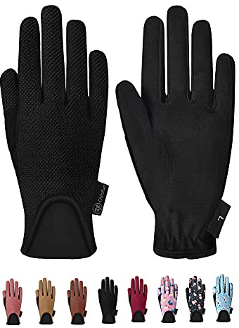 ChinFun Guanti da equitazione per bambini, guanti da equitazione per ragazzi, ragazzi, ragazze, attività all'aperto, ciclismo, corsa, nero, M