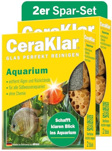 abrazo CeraKlar Aquarium Scheibenreiniger - 4 Scheibenreiniger Aquarium Glasreiniger, 2x2 Stk. - kratzfreier Algenentferner für Süßwasseraquarien