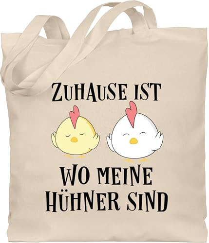 Shirtracer - Baumwolltasche - Statement Sprüche Kinder - Zuhause ist wo meine Hühner sind schwarz