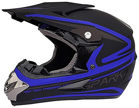 Woljay Motorrad Motocross Offroad Integralhelm Helm ATV Dirt Bike Downhill MX DH Racing - 3 Geschenk (Mittelgroß, Blau)