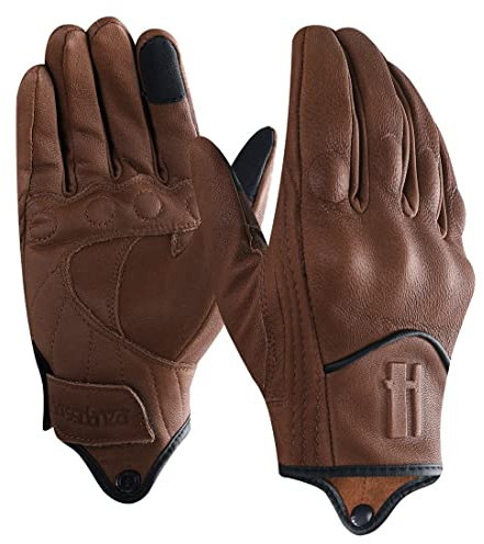 Harssidanzar Herren Motorradhandschuhe Ziegenleder Touchscreen GM028E