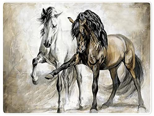Violetpos 150 x 200 cm Flanell Decke Weich Fleecedecke Kuscheldecken SanftBettüberwurf Jahrgang Pferd Malerei