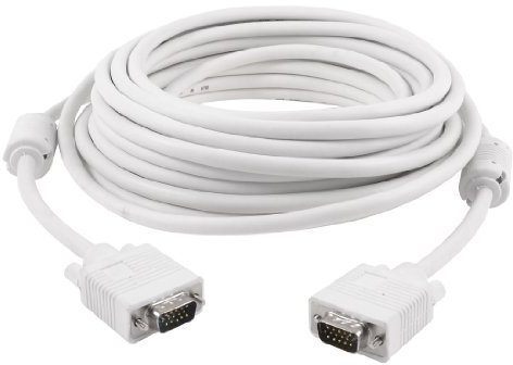 Ruilogod Vega VGA al cable de extensión masculino 15 pin blancopuro 10 metros de largo para computadora LCD CRT