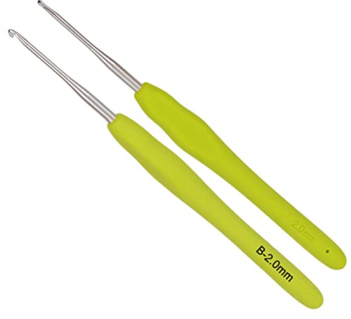 Coopay Uncinetto 2.0mm 2 Pezzi, Uncinetti in Metallo Solido Taglia UK, Uncinetti Ergonomici con Manici Morbidi per Mani Artritiche, Uncinetti per Principianti e Professionisti, (COOPAYGZY00644)