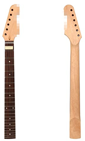 E-Gitarrenhals-Ersatz für DIY-Gitarrenprojekte, 22 Bünde, 61 cm, kurze Skala, Mahagoni, Palisander, Griffbrett mit Punkten