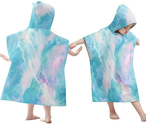 doyouwantmore Kinder Wickeln Poncho Handtuch Bademantel Schnell trocknende Batikfarbe Kapuze Strandtuch Bademantel Bademantel mit Kapuze für Surfen Schwimmen Bad Reisen