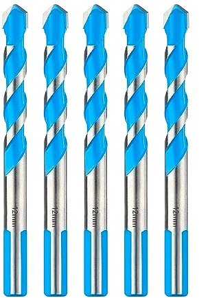 toolant Juego de brocas de hormigón de 12 mm y brocas de mampostería, juego de brocas de martillo a prueba de golpes para hormigón/vidrio/ladrillo/plástico/cemento/azulejos, punta de broca de carburo