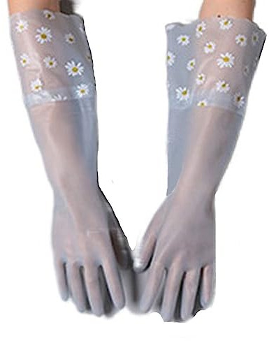 Kitchen Accessories Long Rubber Dishwashing Cleaning Gloves (Pink-Tight)