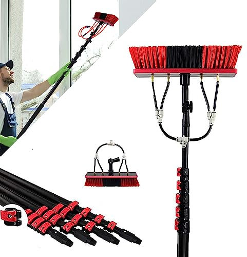 Window Cleaning Pole, Witriolik Window Cleaning Equipment, 30FT/9m Window Cleaning Water Fed Poles Photovoltaic Panel Cleaning Tool 35Cm Brush Head for Solar Panels and other Cleaning Activities