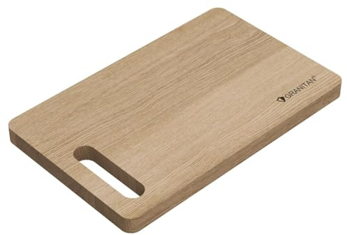Granitan ® Planche à découper en bois avec poignée en métal - Gadgets pour caravane - Accessoire indispensable pour la cuisine - Planche en bois, planche à petit-déjeuner