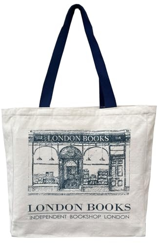 BROADREAM Jutepåse med tryck vintage, jutepåse, shoppingväska, kanvas tygkasse aesthetic vintage väskor stor axelväska tygväskor för kvinnor universitet arbete, london bookhop, Large, london bookhop