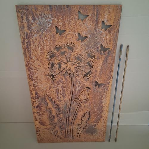 iss-kohli Edelrost Sichtschutzwand Gartendeko rost Stele 112 cm hoch 60 cm breit