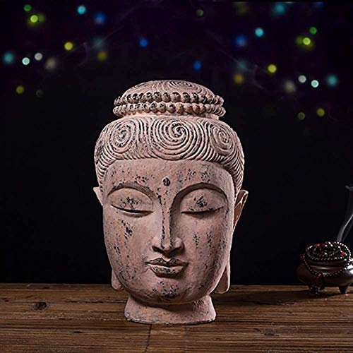 PacuM Buddha-Statue, rustikale Buddha-Büste, Skulptur, betender Buddha-Kopf, Figur, Zen-Meditation, Ornament für draußen und drinnen, weiß, 20 x 20 x 31 cm (8 x 8 x 12 Zoll), originelles Geschenk