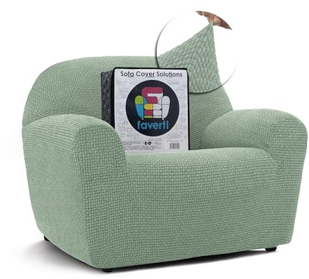 FAVERTI® Super elastischer Sesselbezug für 1-Sitzer von 70 bis 110 cm | Modell Novelle | Türkis | Universalbezug, ideal für Jede Form von Sesseln | Qualitätsschutz aus Jacquard-Stoff und Baumwolle