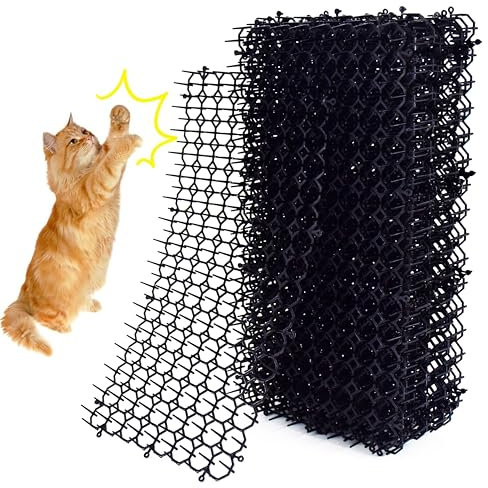 HakyPaky 10 Pack 16 x 8 Inch Cat Scat Mat with Strips Digging Stopper Repellent Spike Mat