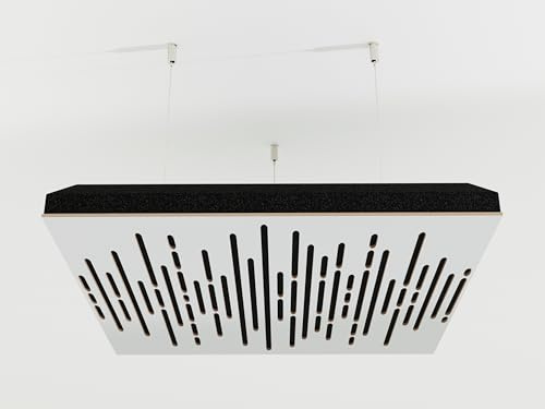 Lot de 2 panneaux acoustiques montés au plafond avec kit de montage | Panneaux insonorisants et diffusants | Réduction d'écho | Traitement acoustique | Couleur : [Blanc | WAVE]