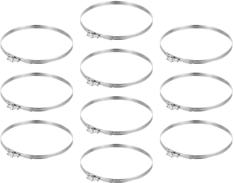 PATIKIL 6 Inch Adjustable Pipe Hose Clamp, 10 Pack Stainless Steel Air Ducting Clamp Worm Gear Drive Hose Clamps Pipe Clamp for Ventilation Duct (50mm-165mm)
