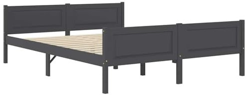 Iiaky Massivholzbett Bettgestell Bed Frame Bett Mit Bettkasten Hausbett Bett Massivholz Kiefer Grau 120x200 cm